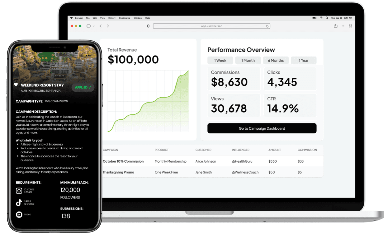 Dashboard and Phone Mockups